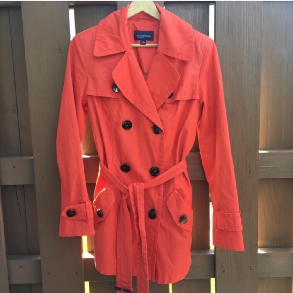 JONES NEW YORK SIGNATURE coral raincoat trench
